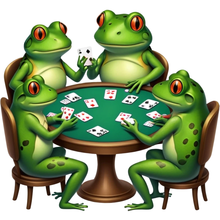 Five frogs playing poker emoji