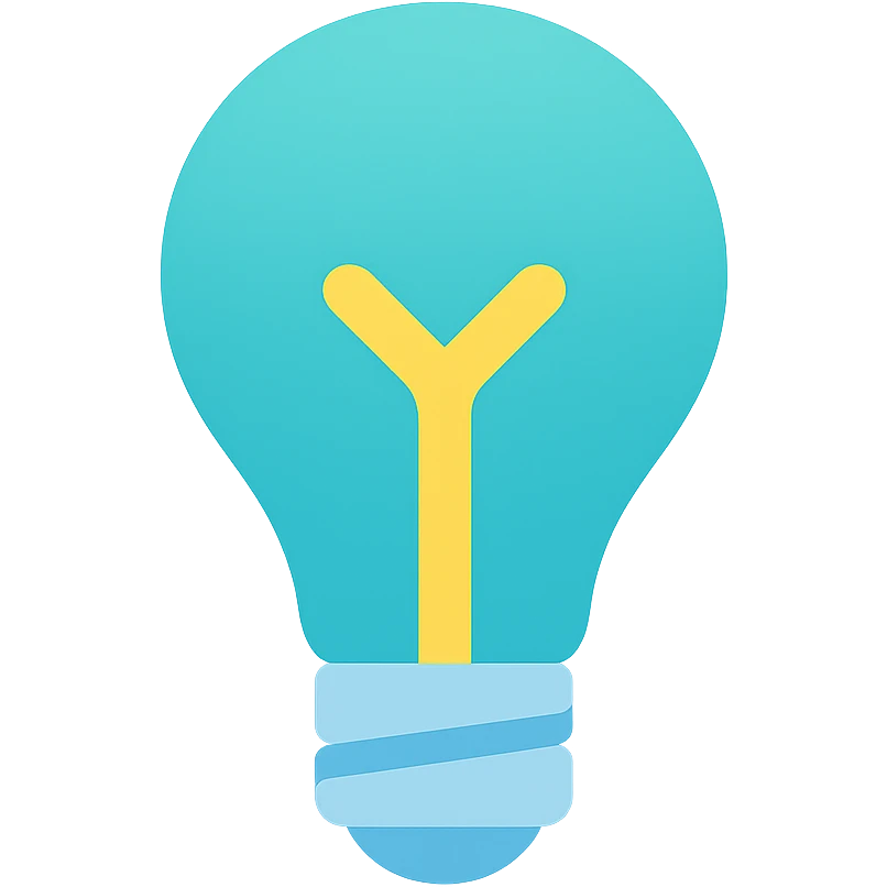 Light bulb icon,  flat emoji style, outline with blue and turquoise colors emoji