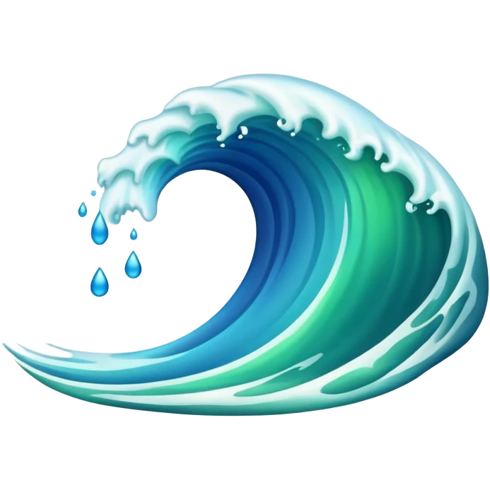 wave emoji, blue and green blend emoji