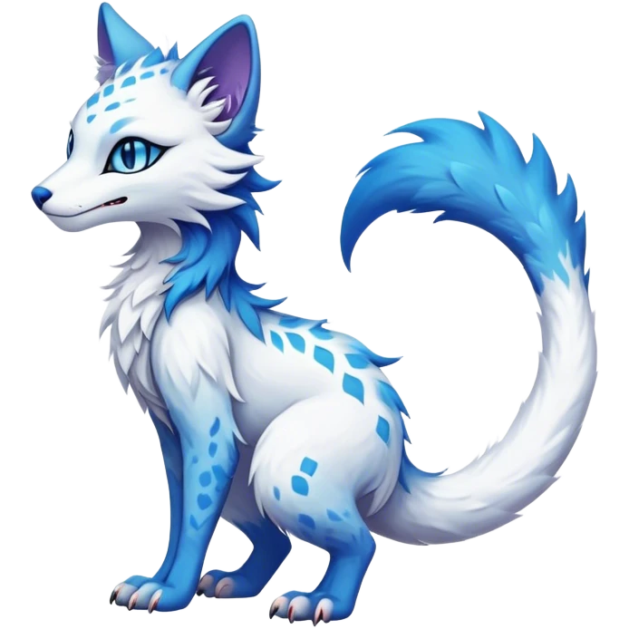Kawaii dark vibrant edgy fantasy ethereal feline-vernid-sergal-fursona animal creature with a tufted tail full body emoji