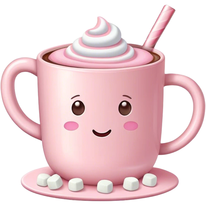 Pastel Pink hot chocolate with marshmallows  emoji