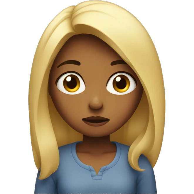 Girl looking exhausted emoji