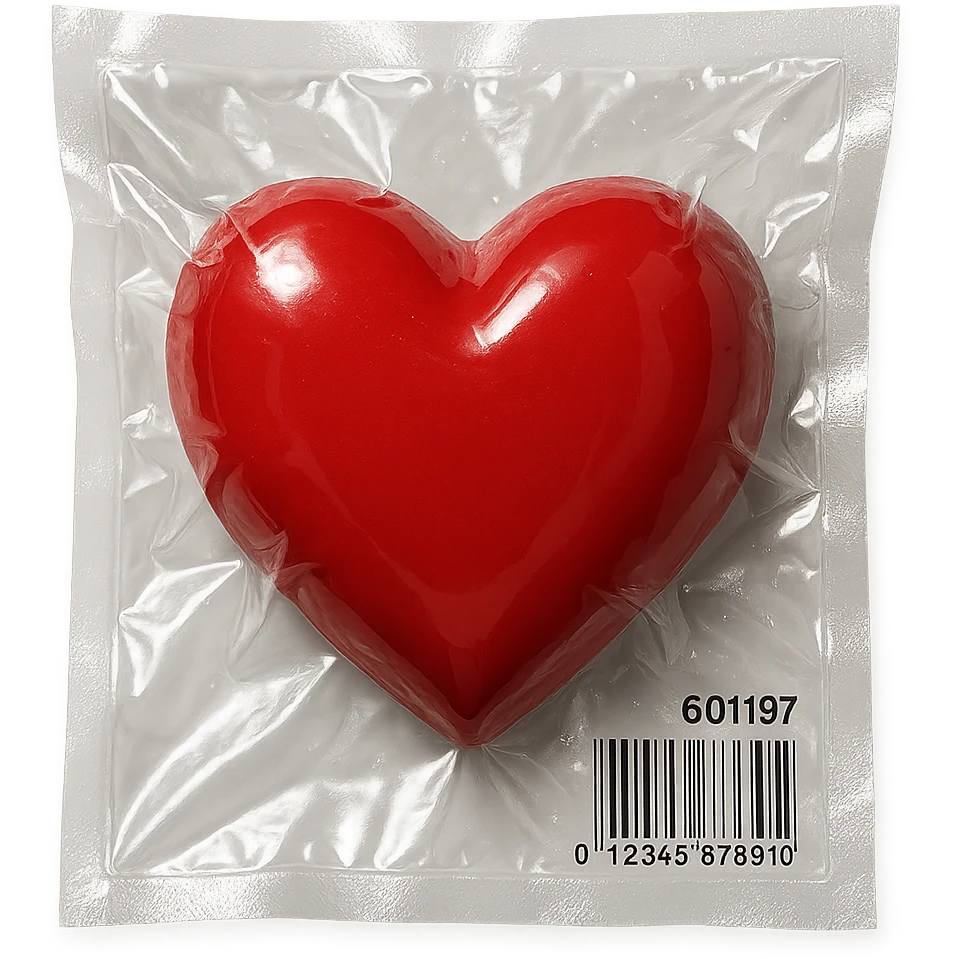heart, glossy and puffy, vacuum-sealed style emoji