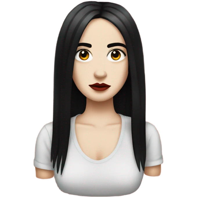 billie elish with black hair and red roots emoji