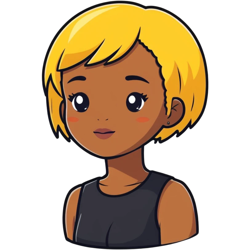 black girl with short yellow hair emoji