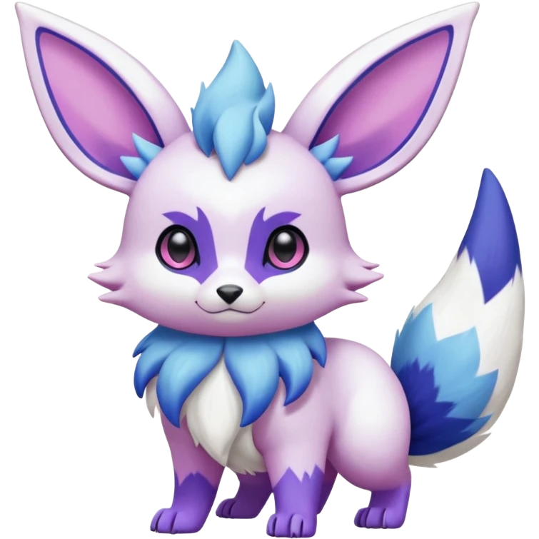 Frosty Albino Shiny White with Violet and Indigo and pink markings Eevee-Liepard-Zangoose-Pokémon-Digimon-Fakémon-fusion-hybrid-creature emoji