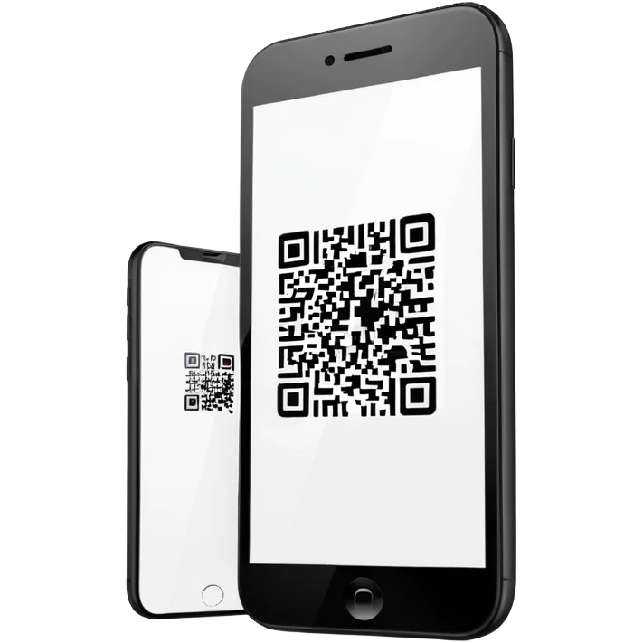 smartphone with QR code displayed on screen emoji