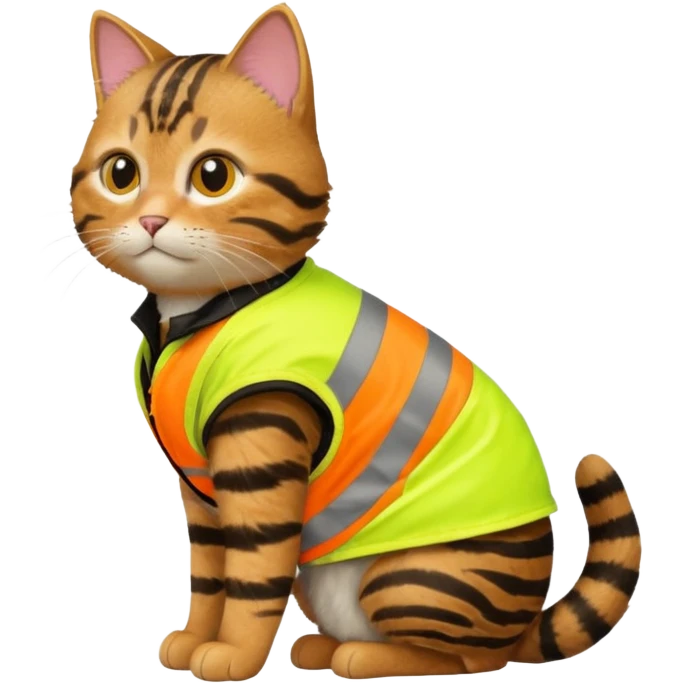tabby cat in hi-vis clothing facing right emoji
