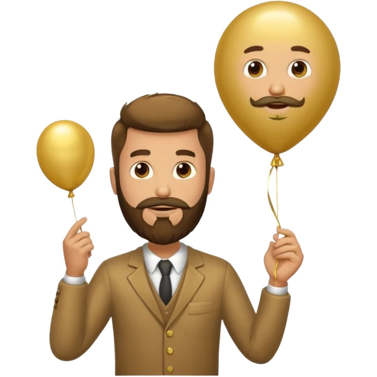 Bearded man hold gold balloon emoji