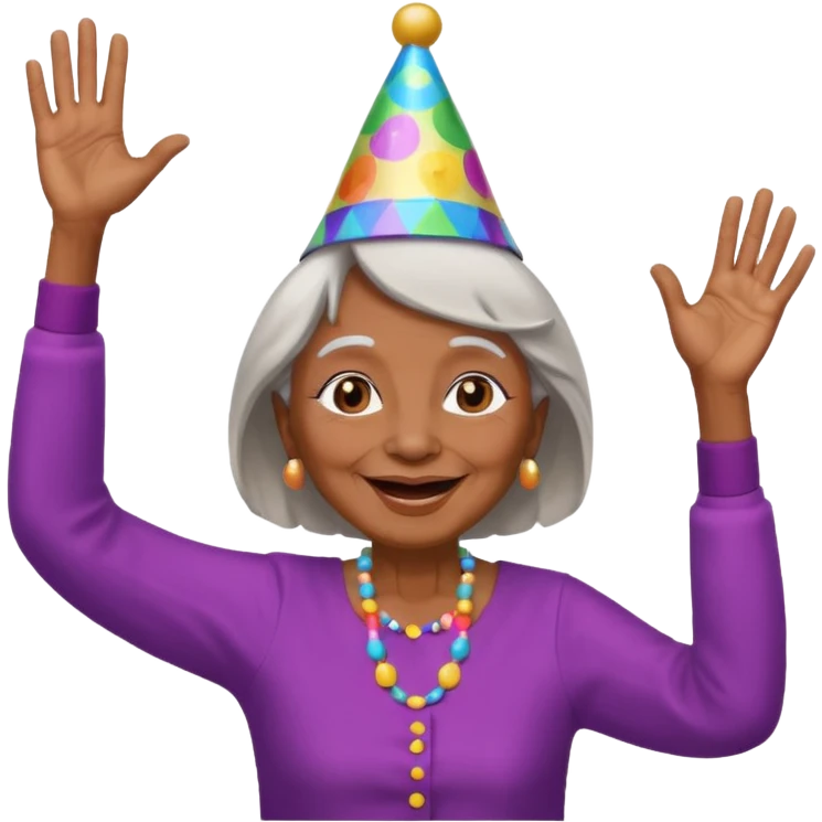 Old lady hands up raise the roof dancing  like she doesn’t care  emoji