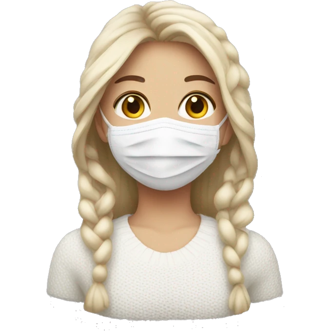 Girl wearing a face mask and white knit jersey  emoji