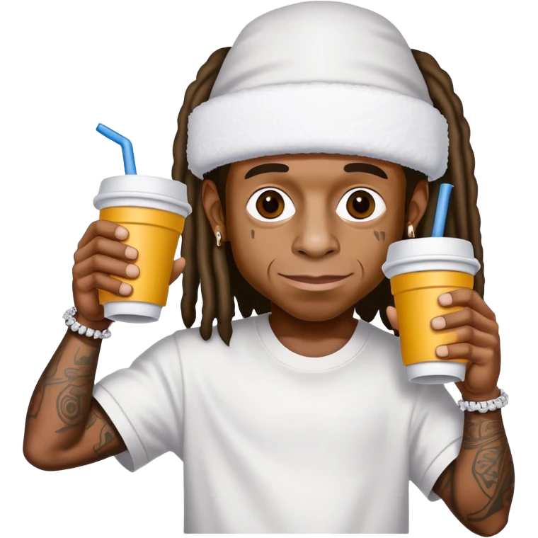 lil wayne holding a double cup with styrofoam cups stacked together emoji
