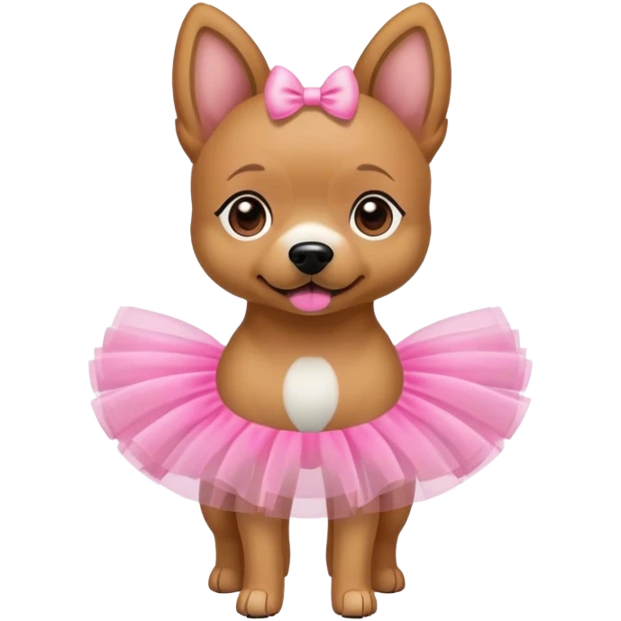 A dog wearing a pink tutu emoji