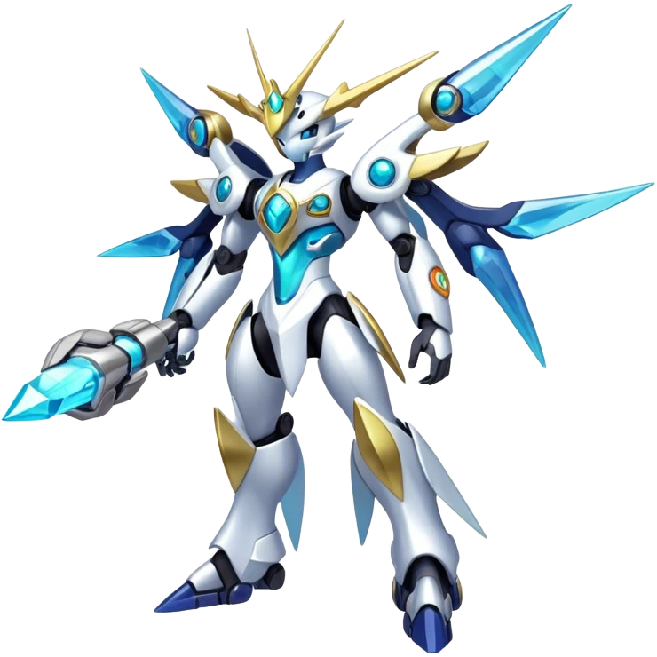 Shiny Futuristic Mechanical Celestial Godly Divine Fakemon-Pokemon-Digimon-Spectrobes-fusion, full body emoji