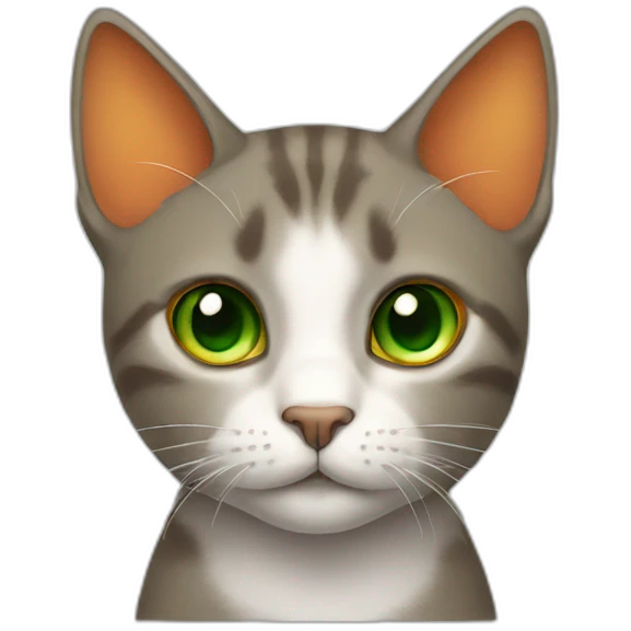 cat with white nose, green eyes and orange ears emoji