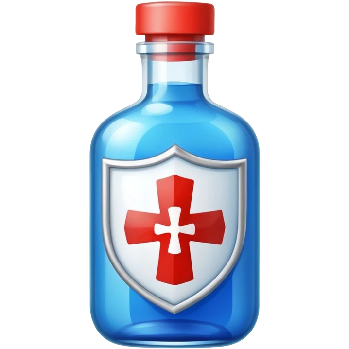 Medicine bottle with shield symbol for guaranteed protection emoji
