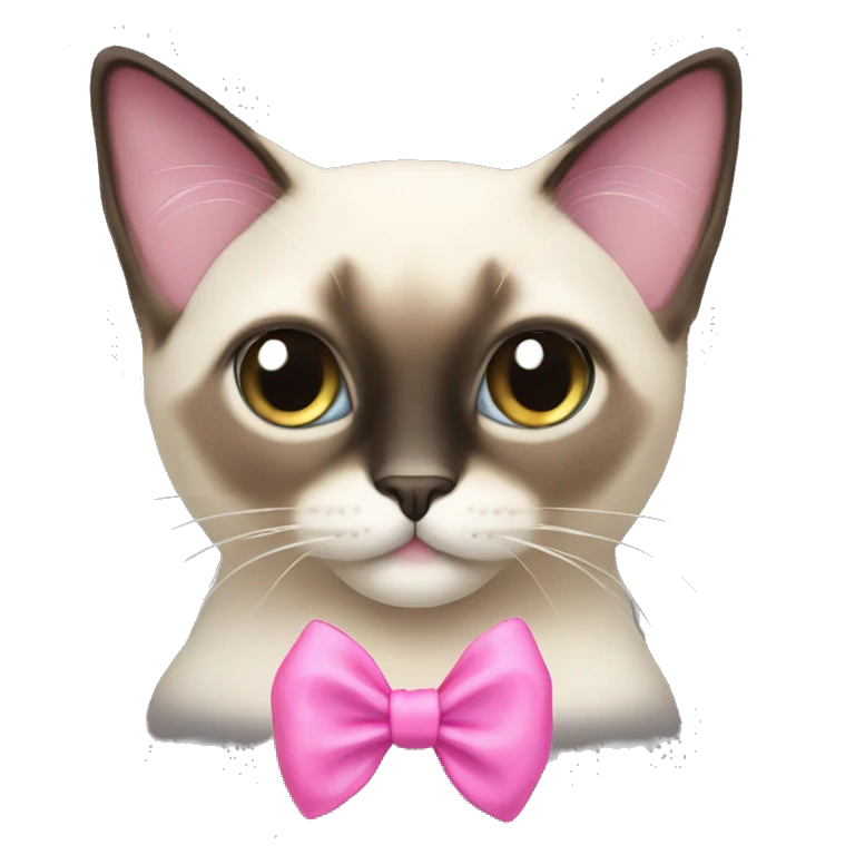 Long hair Siamese cat with pink bow emoji