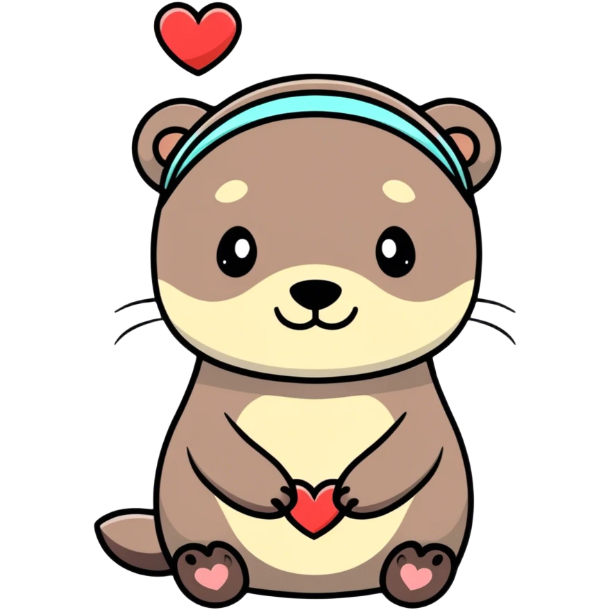 Otter with heart headband emoji