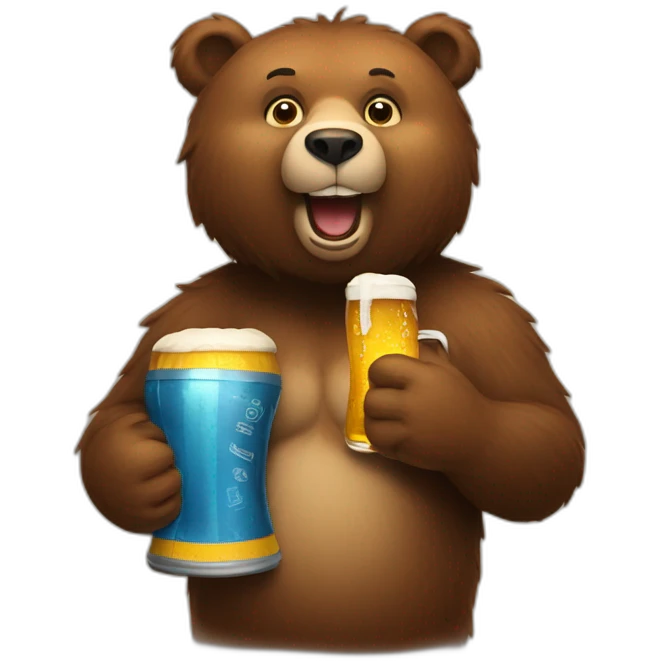 Bear holding a beer emoji