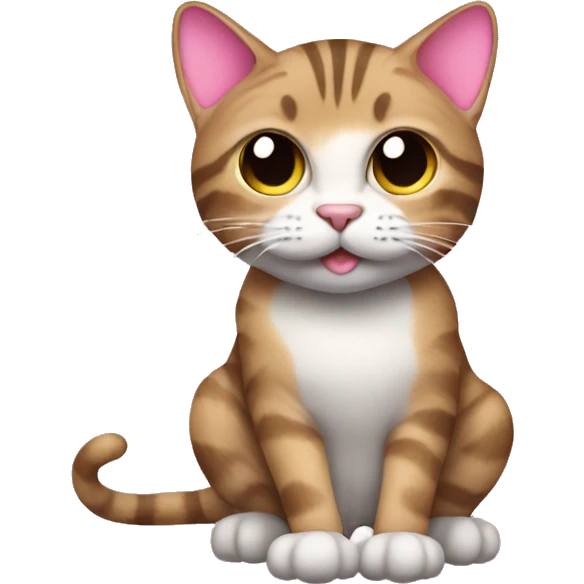 Tabby cat with pink mouse emoji