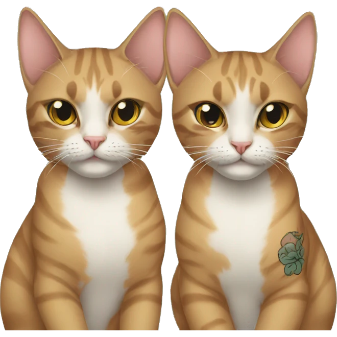 two cats with lucky 13 tattoos emoji