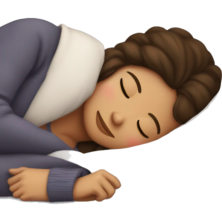 brunette girl sleeping cozy emoji
