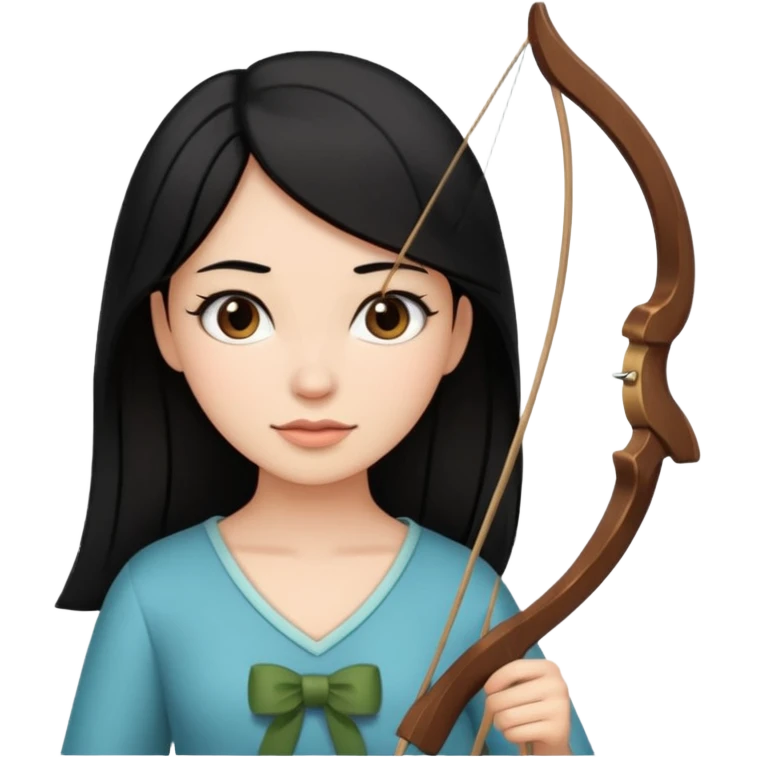 Creami una donna  con capelli neri con un arco emoji