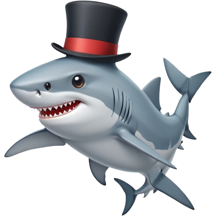 Shark with a top hat emoji