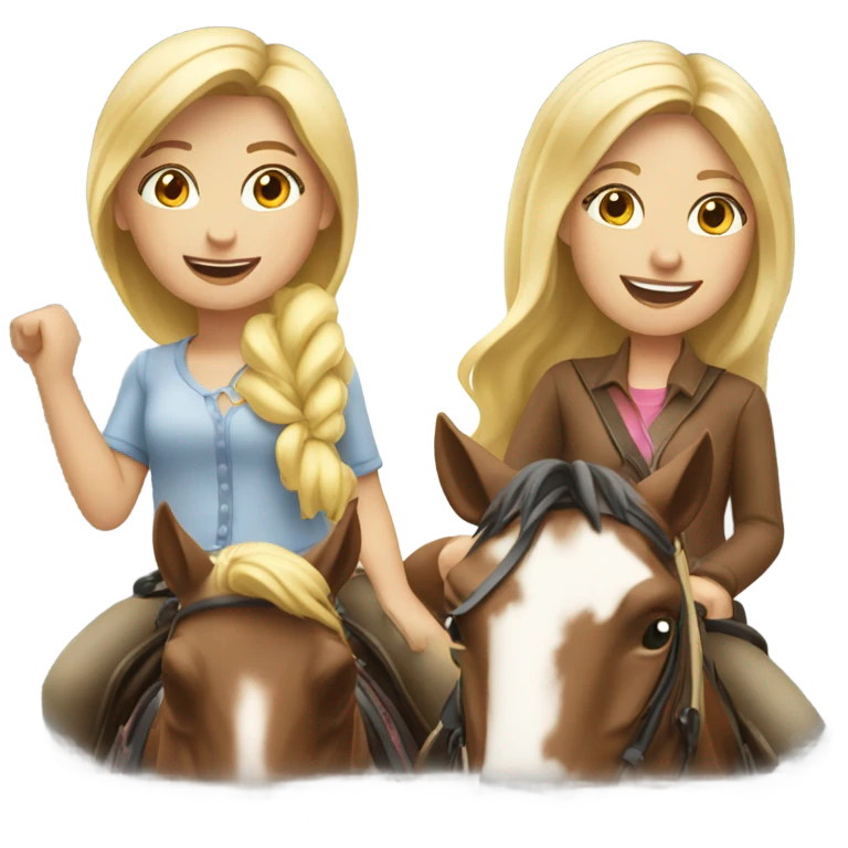Two blonde girls horseback riding emoji