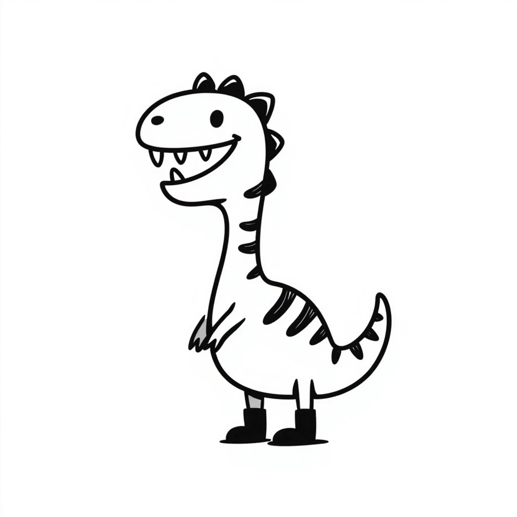 hand-drawn doodle of a dinosaur emoji