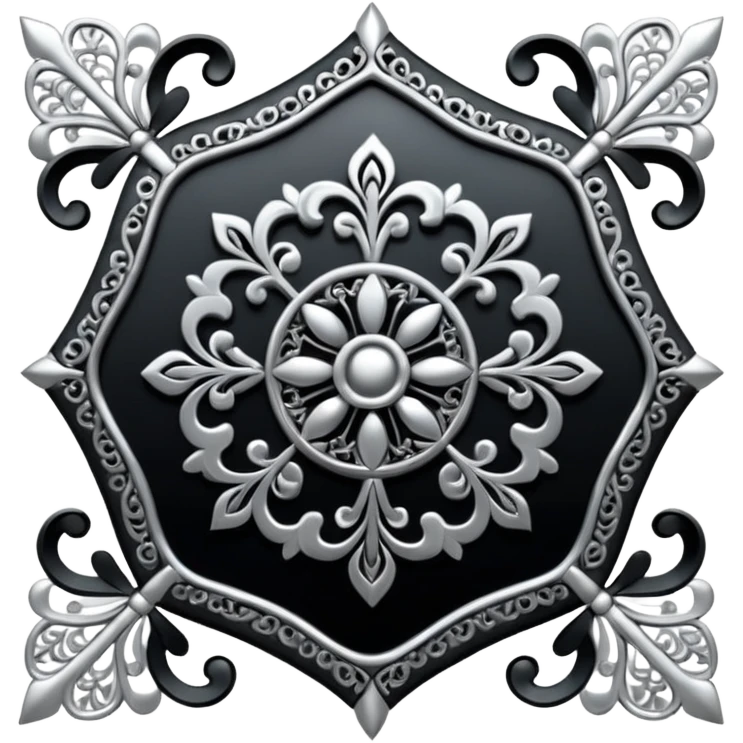 Black and silver filigree, 3D, extremely detailed design emoji