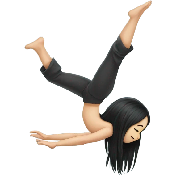 happy girl with long black hair handstand emoji