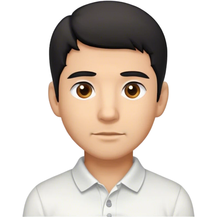 Latino male, black hair with few gray hairs, light brown, wearing a white polo shirt emoji