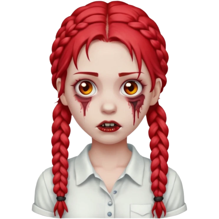 zombie girl with red braids and white shirt emoji