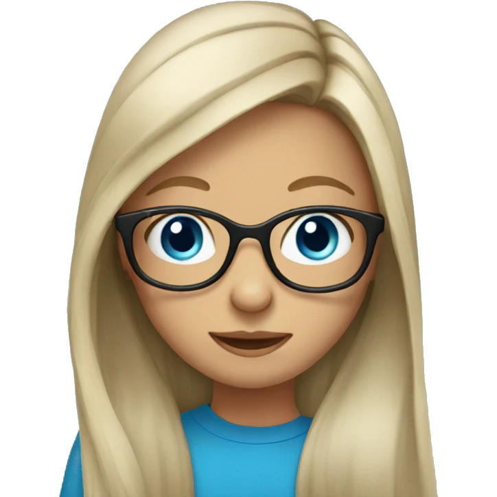 girl with long hair glasses blue eyes emoji