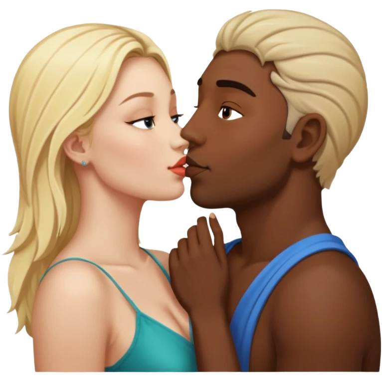 Indian man kisses blonde white woman emoji