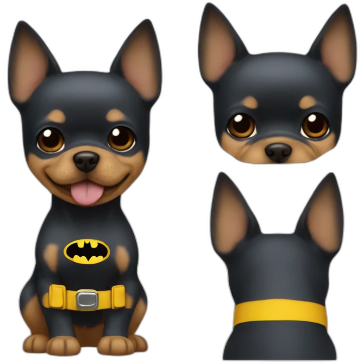 Dog puppie Yorkshire with Batman Costume emoji