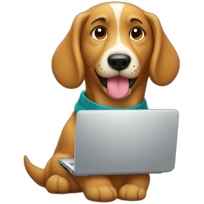 Perro vendiendo por laptop emoji