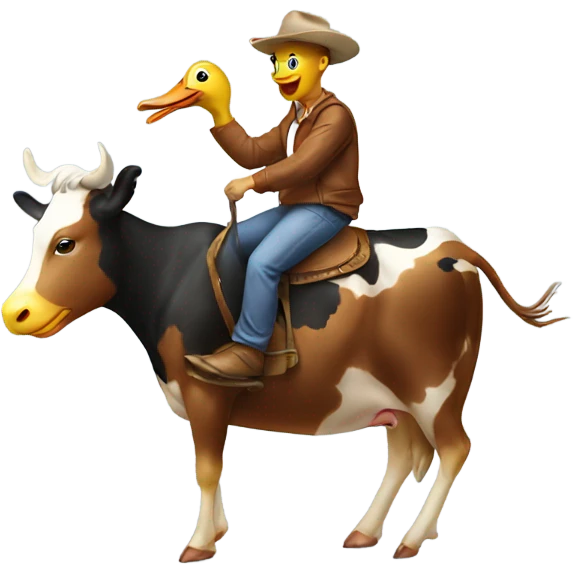 Duck riding a cow emoji