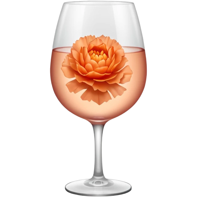 Iced rosè wine with an orange carnation pedal  emoji