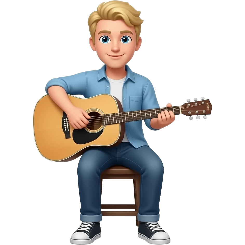 blonder man spielt gitarre ganzer körper im sitzen emoji