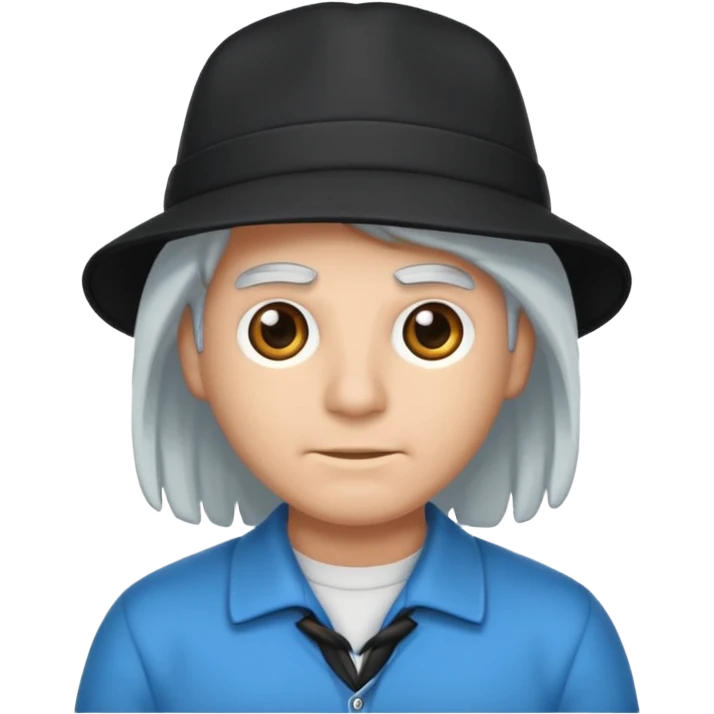 Menino branco de cabelo escuro, boné preto, olhos azuis emoji