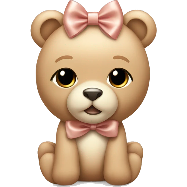 cute teddy beige or rose gold with a cute bow on the head emoji