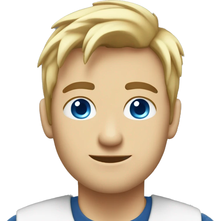 software devoloper working no a laptop. 23 years old, blue eyes, blonde hair, male emoji