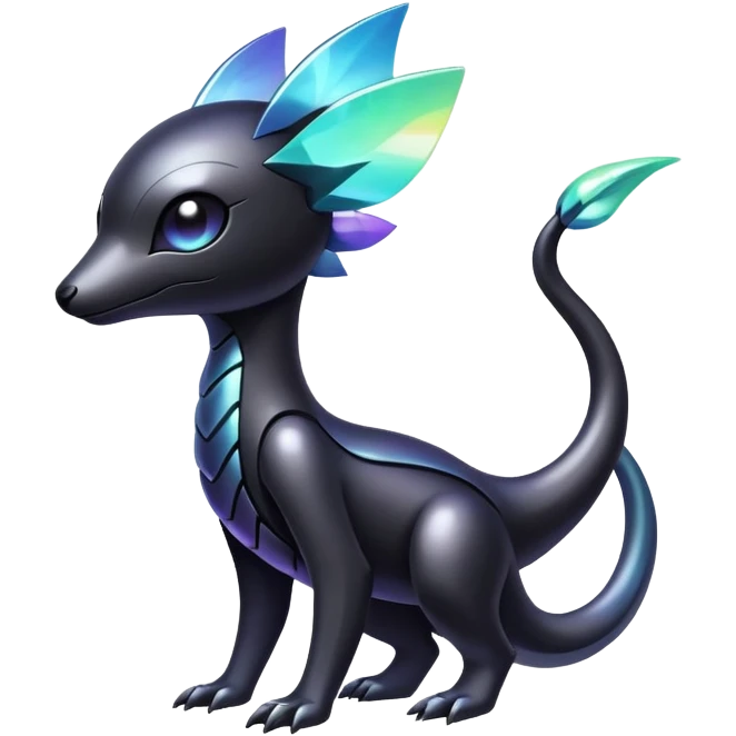 Modern futuristic Iridescent black dark fakemon-creature emoji
