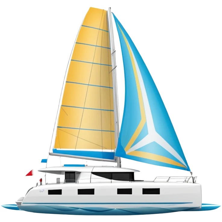 make a 50ft catamaran lagoon styled faceing to the right. make the sails patrone 7711 emoji