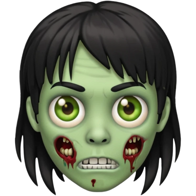 make a zoombie iphone emoji with medium black hair with bangs, piercing in both eyebrow and septum emoji