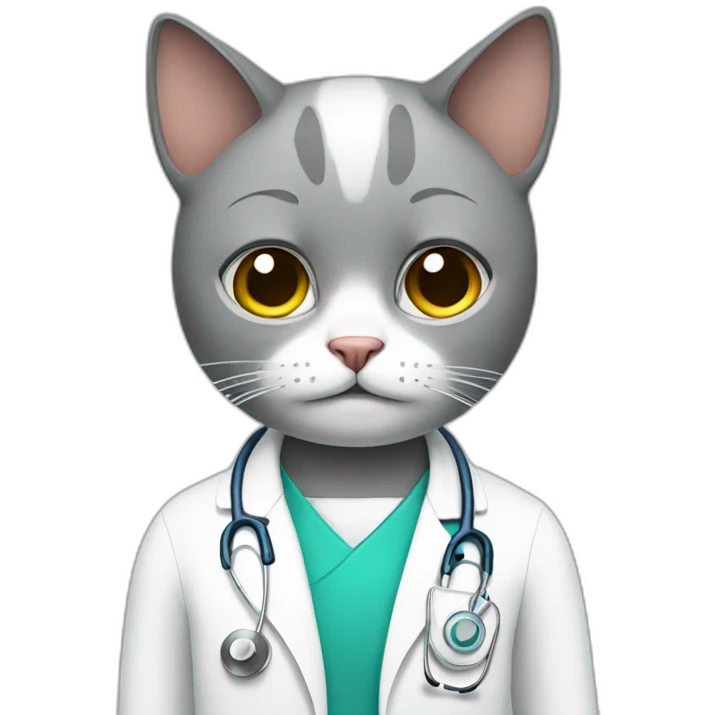 Cat doctor looks sad and cry emoji