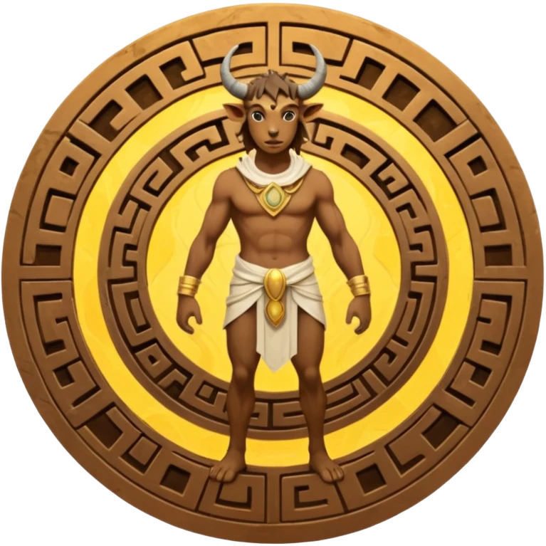 solarpunk style, oil paint - skinny The Minotaur stands in the middle of the labyrinth emoji