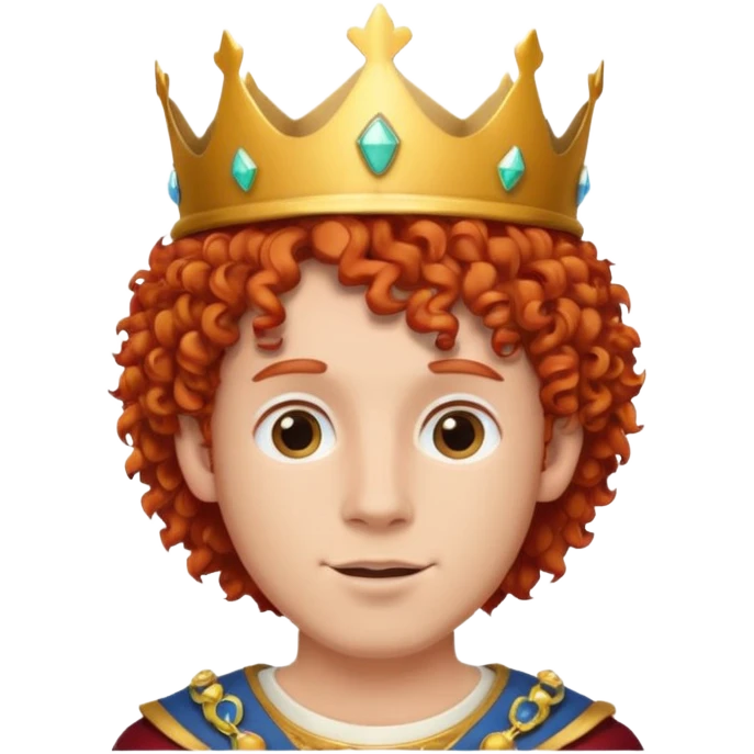 red haired curly guy with a crown emoji